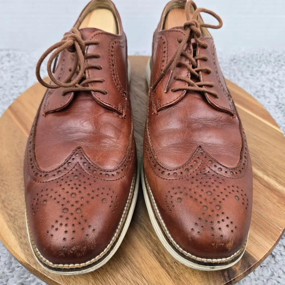 Cole Haan Mens 10.5M Original Grand Brown Woodbury Long Wingtip Casual Oxford